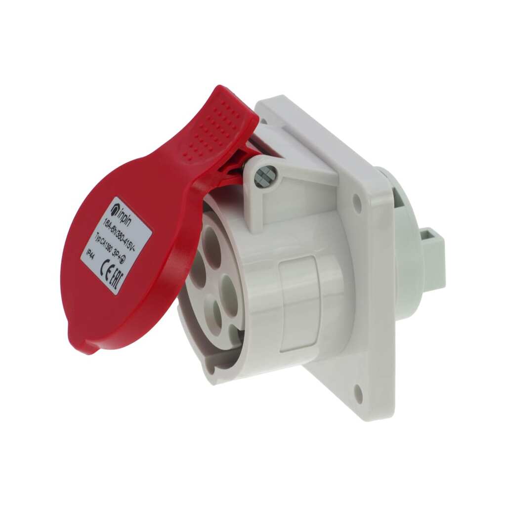 Встраиваемая розетка INPIN 16A/400V/3P+E/IP44, фланец 75x75 CA1390