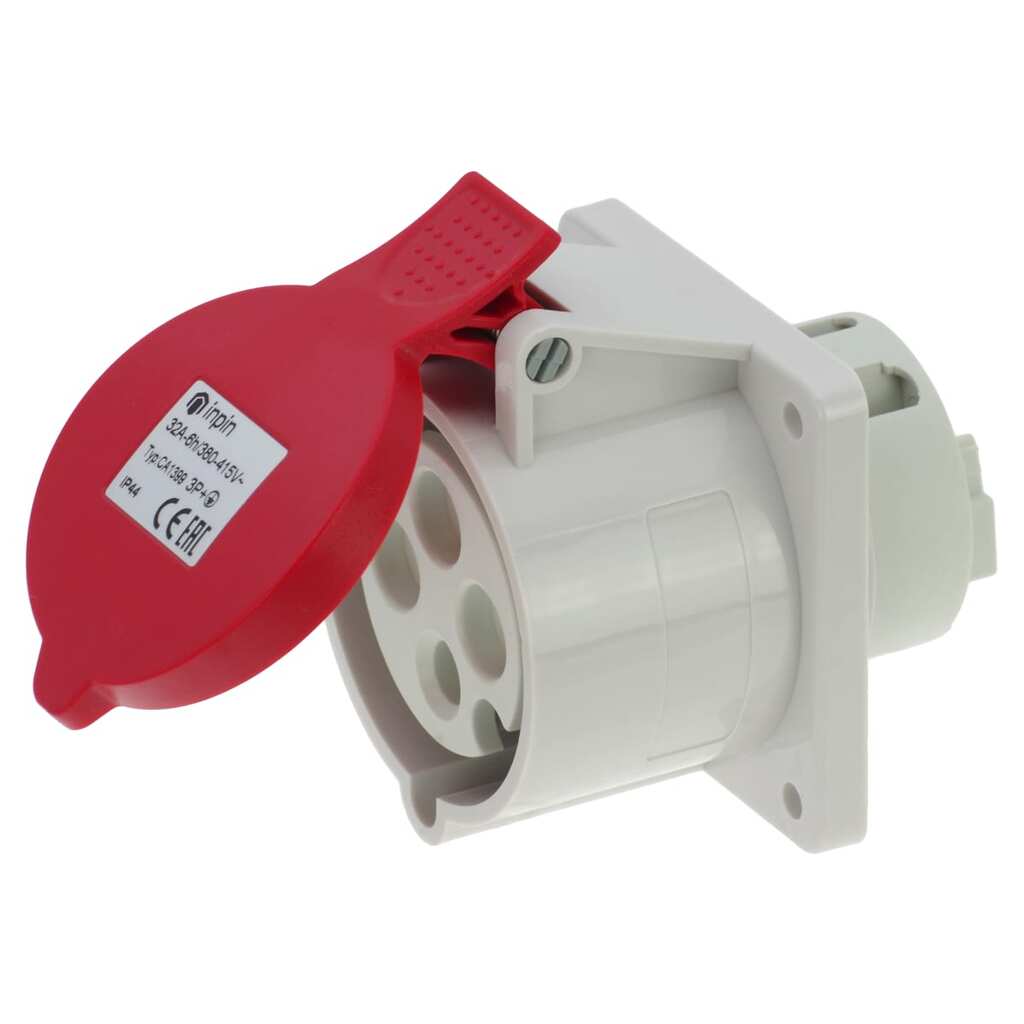 Встраиваемая розетка INPIN 32A/400V/3P+E/IP44, фланец 75x75 CA1399