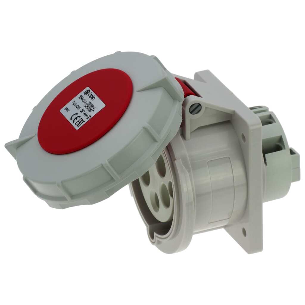 Встраиваемая розетка INPIN 32A/400V/3P+N+E/IP67, фланец 75x85 CA240