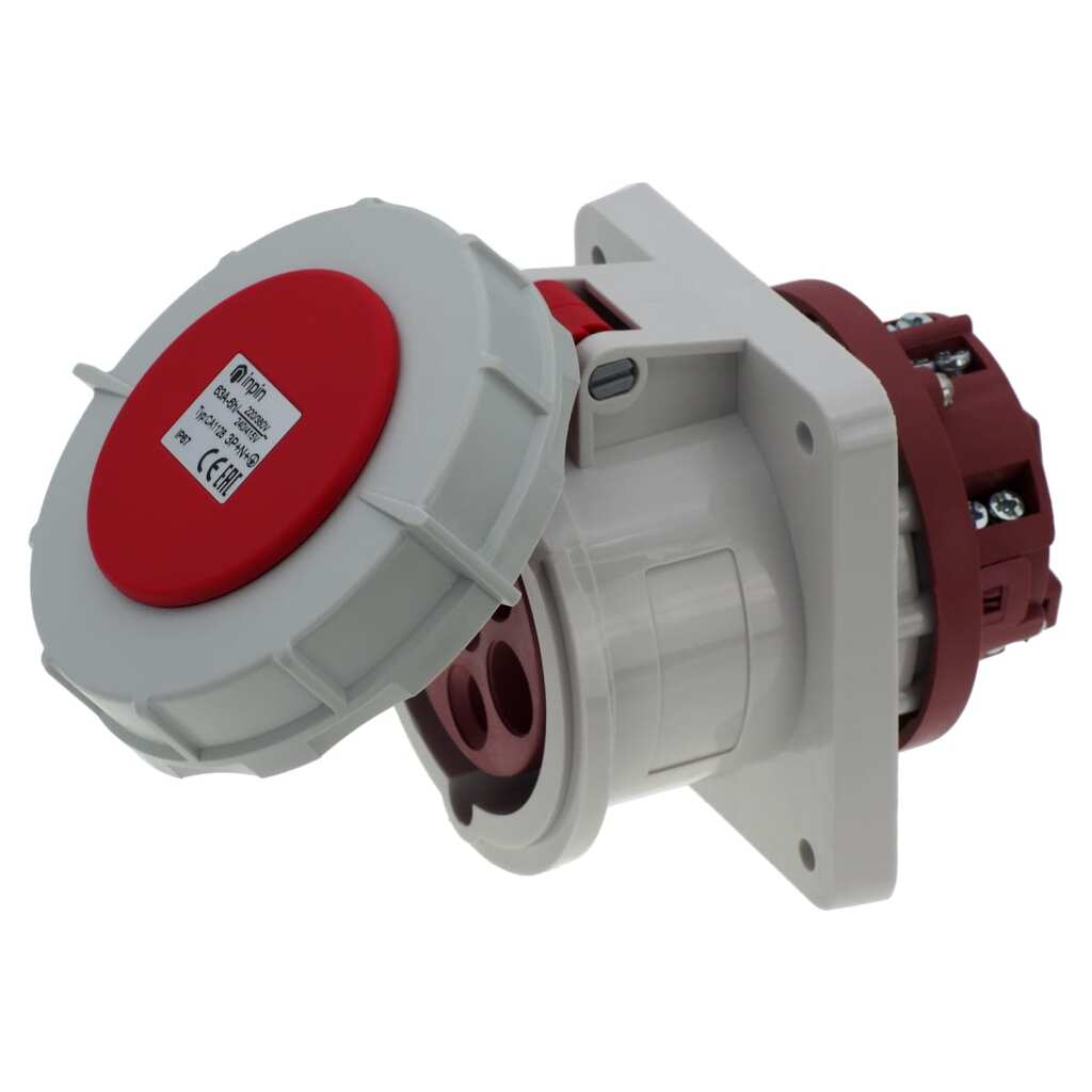 Встраиваемая розетка INPIN 63A/400V/3P+N+E/IP67, фланец 100x107 CA1128