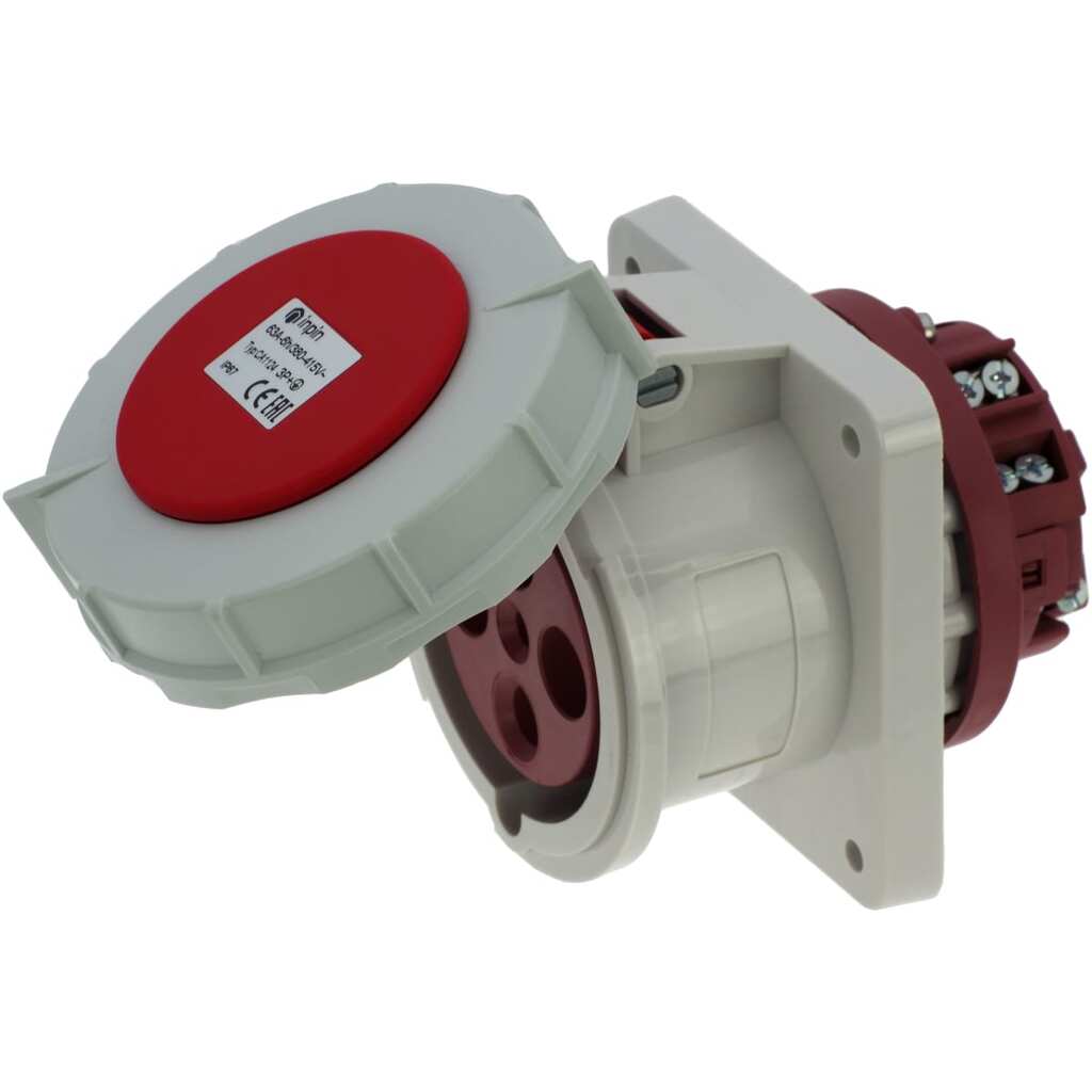 Встраиваемая розетка INPIN 63A/400V/3P+E/IP67, фланец 100x107 CA1124