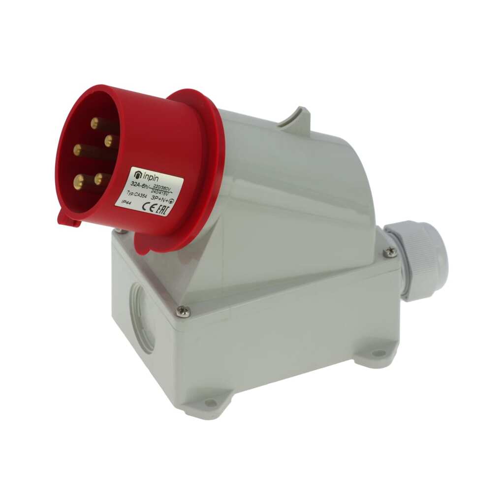 Настенная вилка INPIN 32A/400V/3P+N+E/IP44 CA354