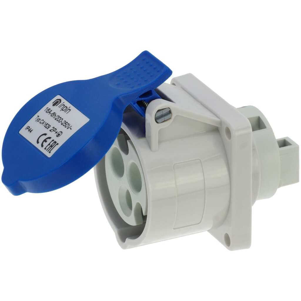 Встраиваемая розетка INPIN 16A/230V/1P+N+E/IP44, фланец 55x55 CA1629