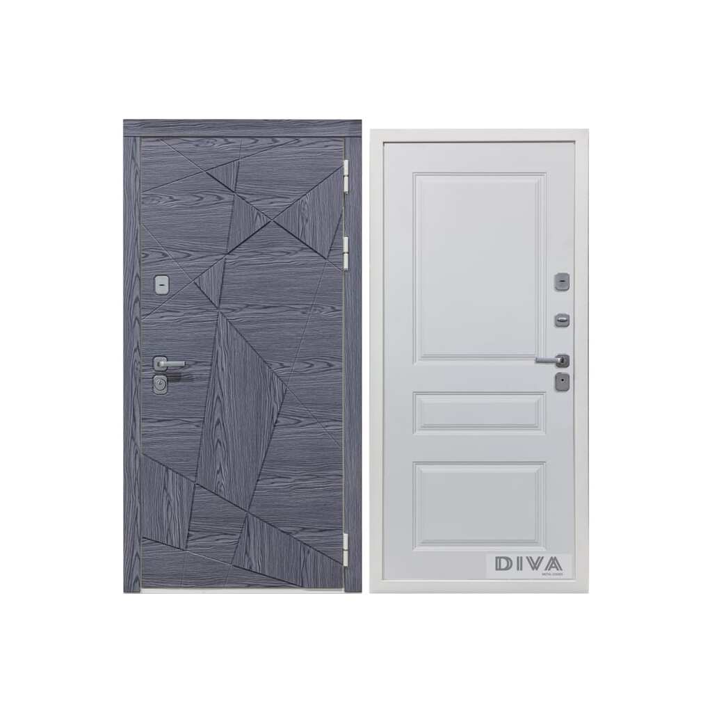 Дверь DIVA 97/3 2050x960 мм Правая Дуб Графит - Д13 Белый Софт УТ-00074989