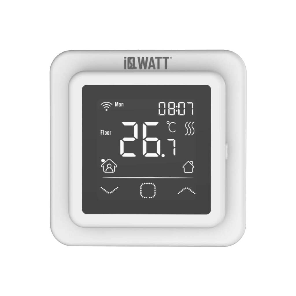Терморегулятор для теплого пола IQWATT IQ THERMOSTAT SMART HEAT Wi-Fi программируемый, с возможностью управления через мобильное приложение, белый 410