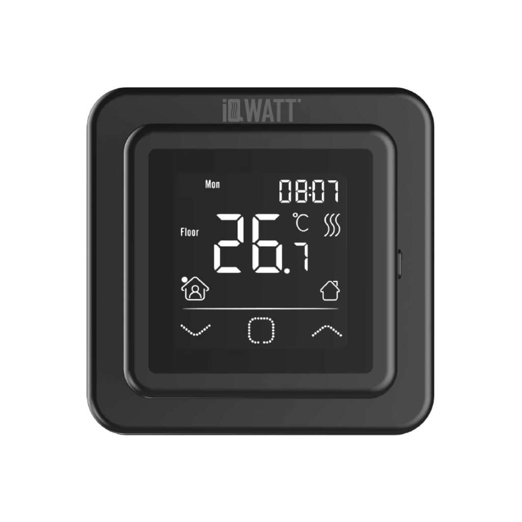 Терморегулятор для теплого пола IQWATT IQ THERMOSTAT SMART HEAT программируемый, черный 409