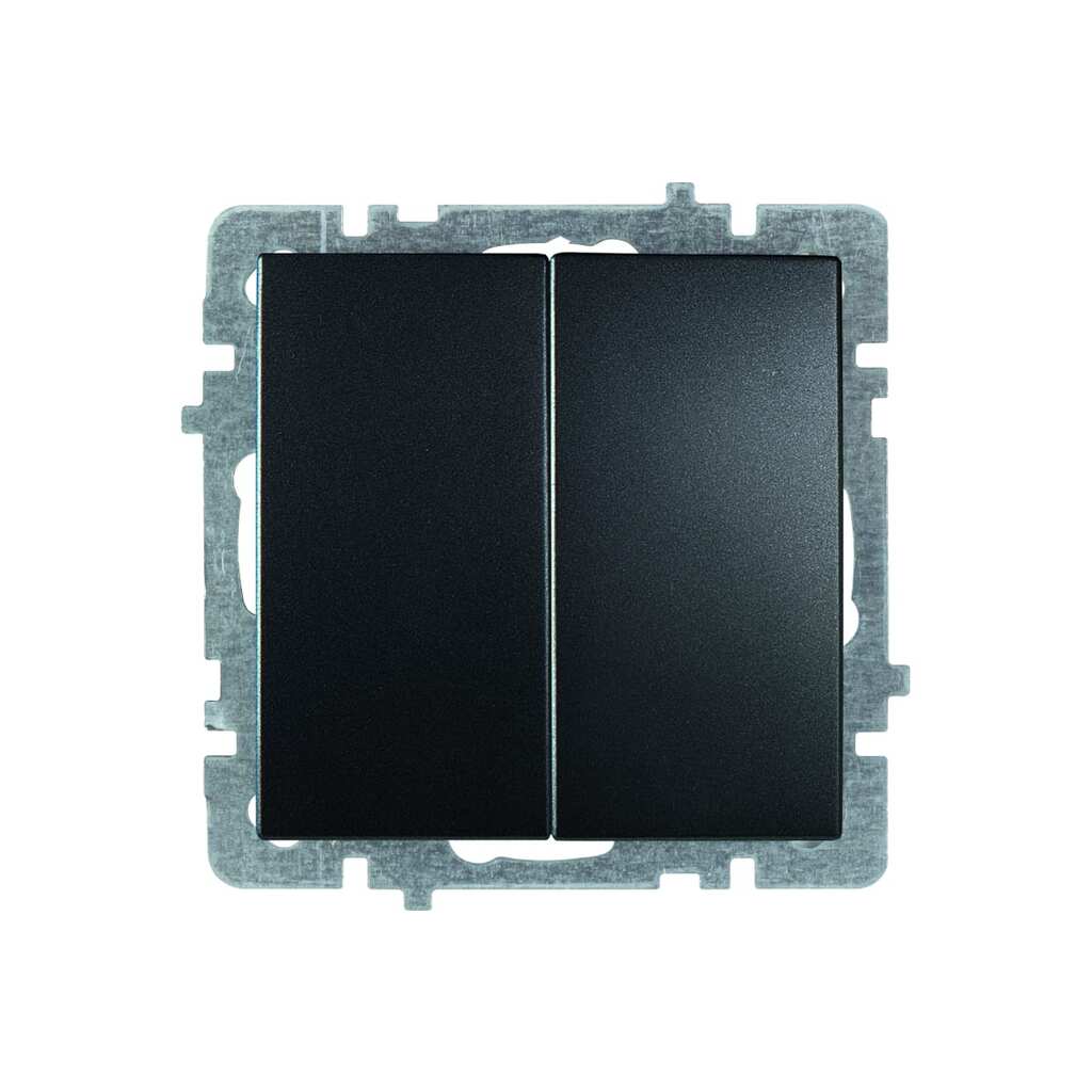 2-клавишный механизм выключателя Nilson СУ, TOURAN-ALEGRA-THOR, metallic, матовый черный, 24380403