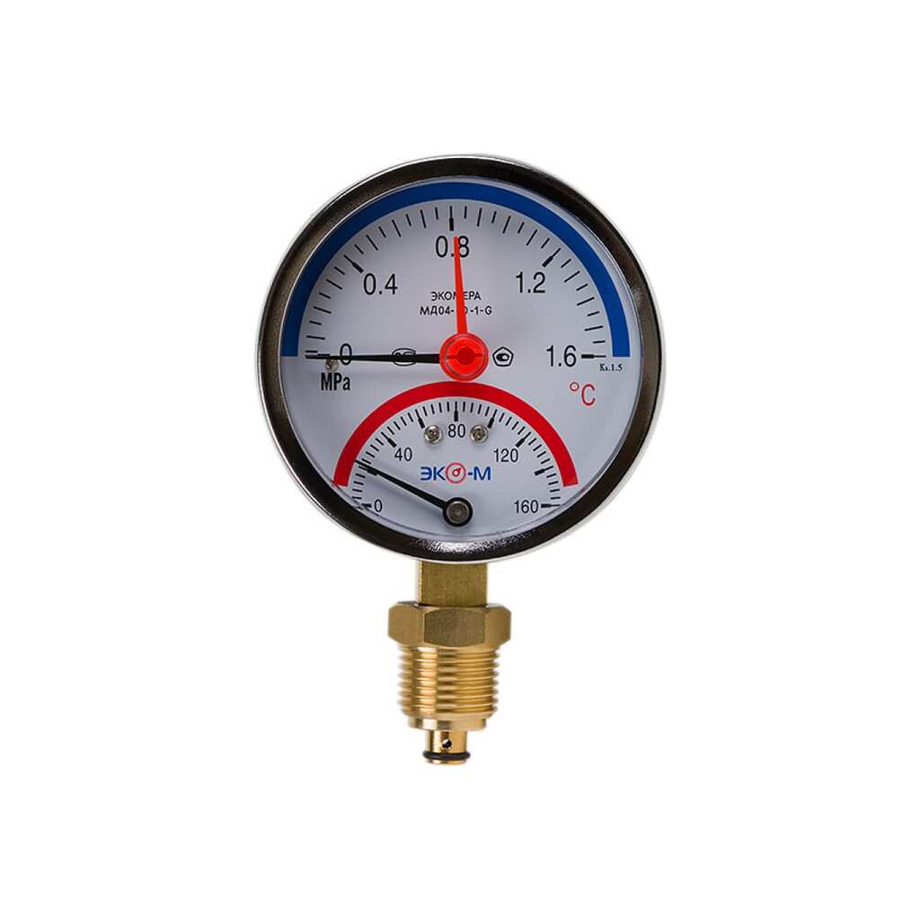 Термоманометр ЭКО-М Экомера с переходником на G1/2 МД04-80-G-1,6МПа-160-РИ