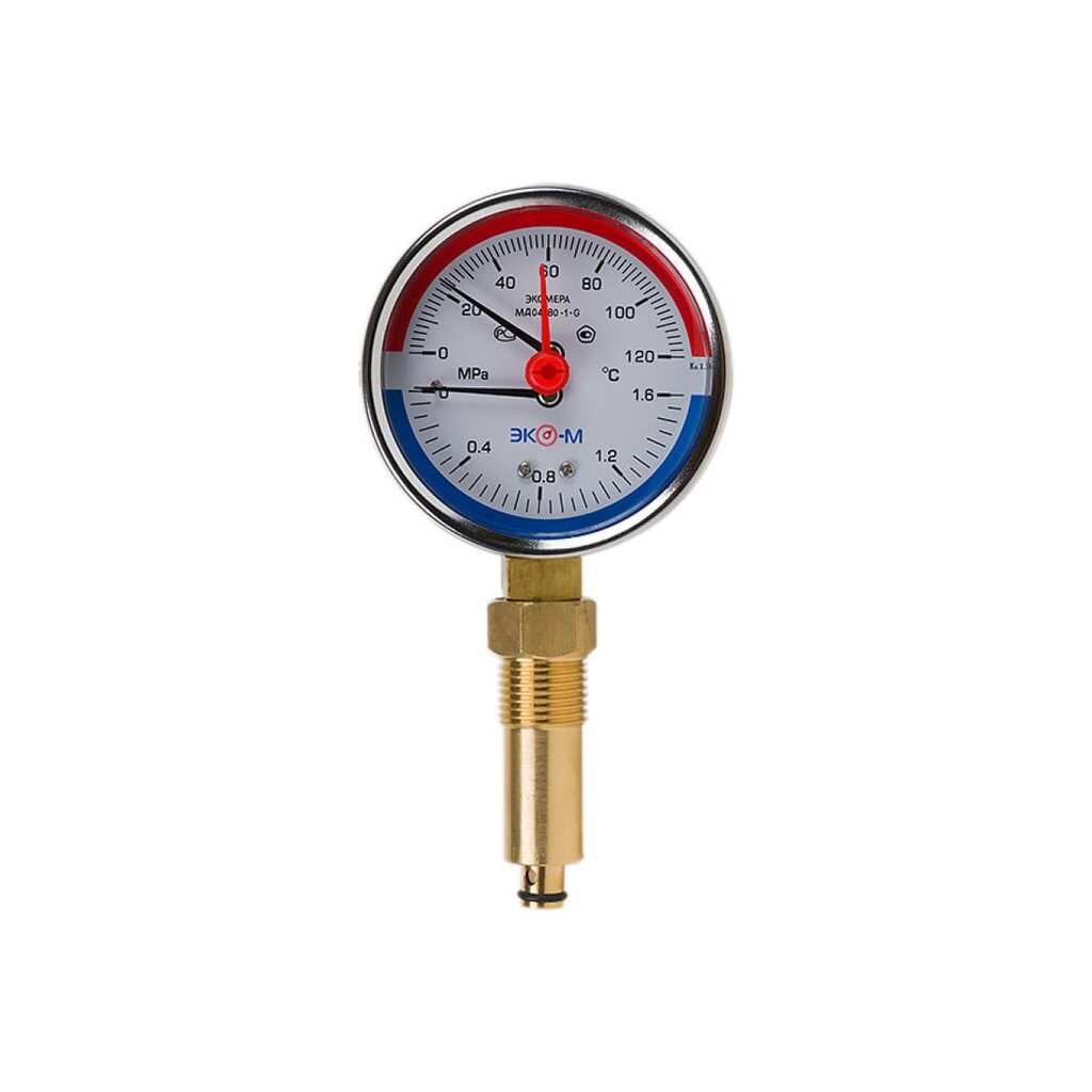 Термоманометр ЭКО-М Экомера с переходником на G1/2 МД04-80-G-1,6МПа-120-L-60-РИ