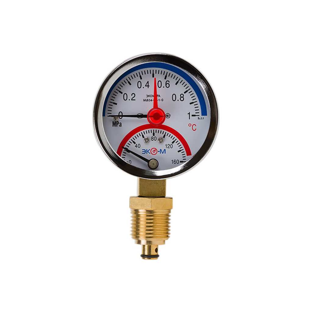 Термоманометр ЭКО-М Экомера с переходником на G1/2 МД04-63-G-1МПа-160-РИ