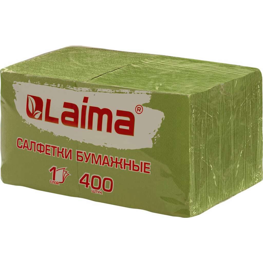 Бумажные салфетки LAIMA Big Pack 400 шт., 24x24 см, зеленые, 100 целлюлоза 114728 ЛАЙМА