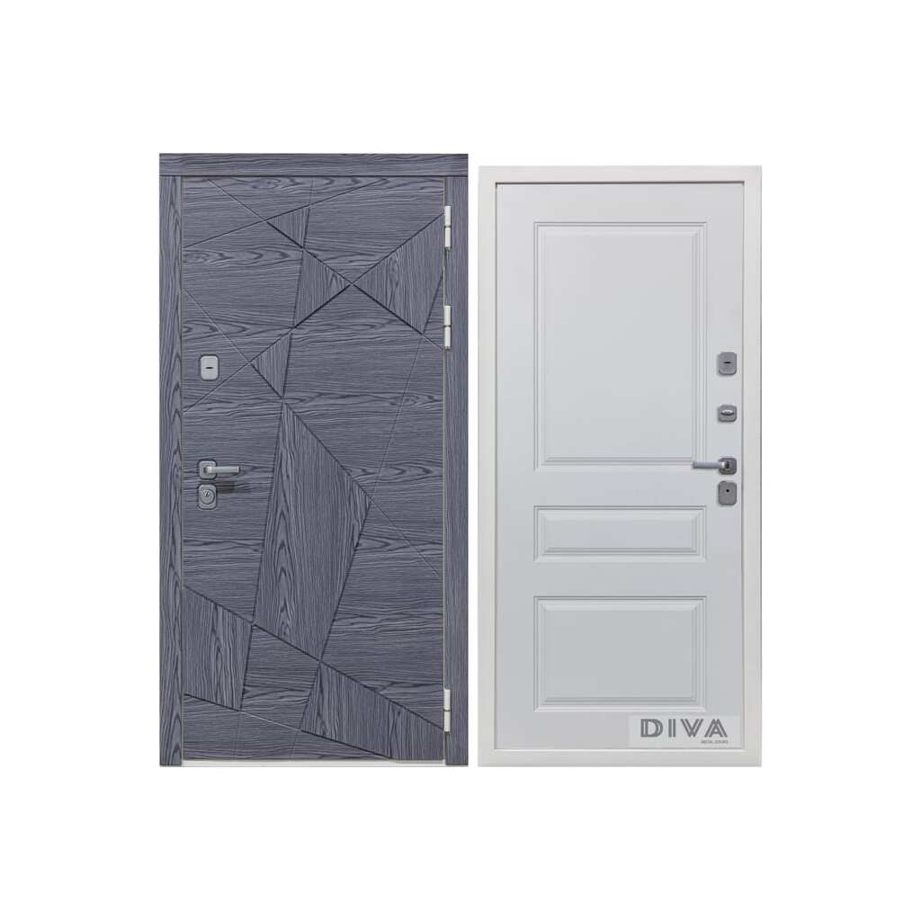 Дверь DIVA 97/3 2050x860 мм Правая Дуб Графит - Д13 Белый Софт УТ-00074986