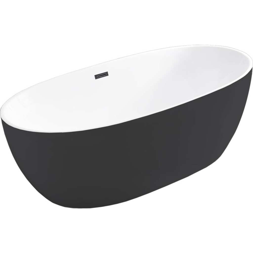 Акриловая ванна VINCEA 1700х800х580, цвет черный матовый, слив-перелив в комплекте, хром VBT-405-1700MB