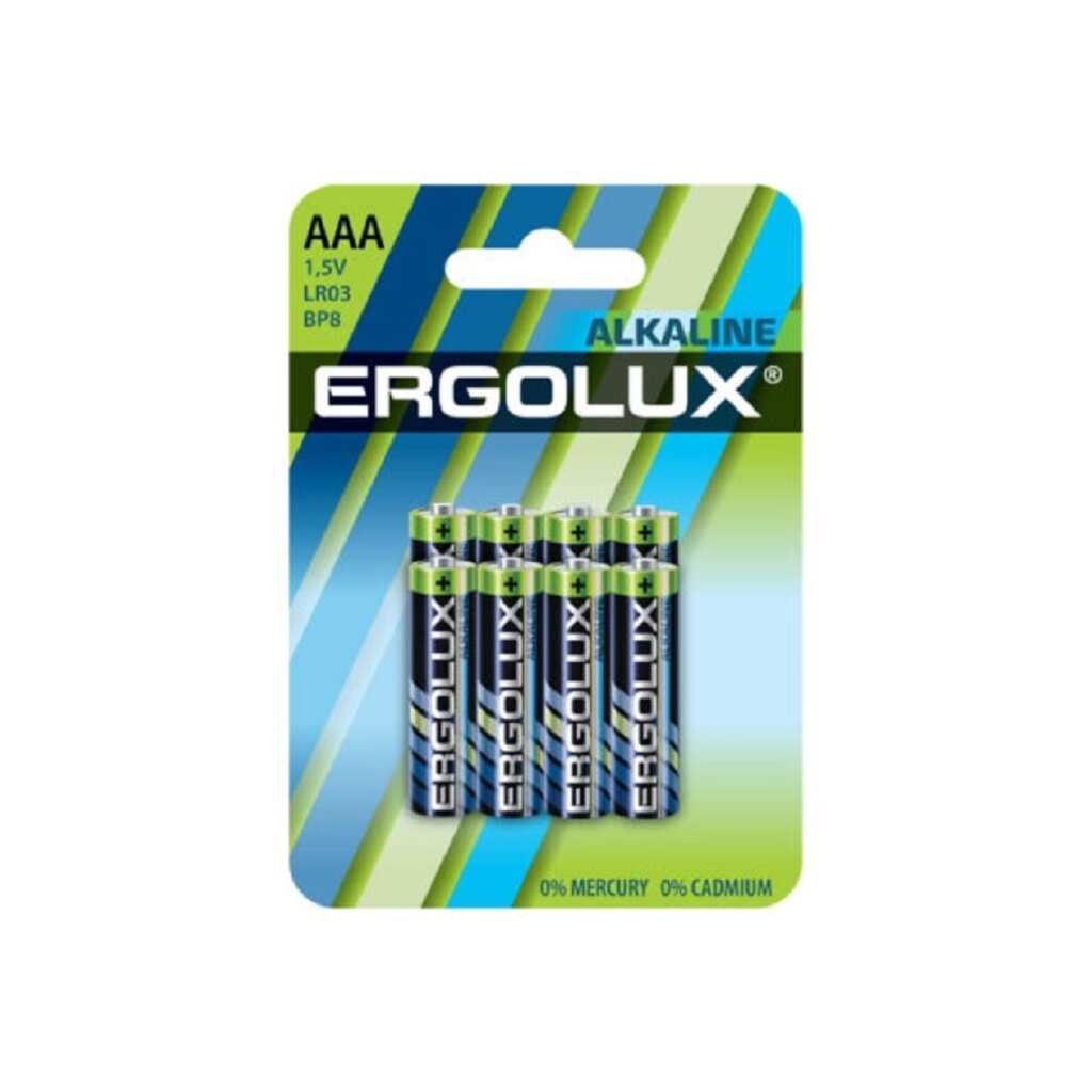 Батарейка Ergolux Alkaline BL8 LR03 (LR03 BP8, 1.5В) 14814