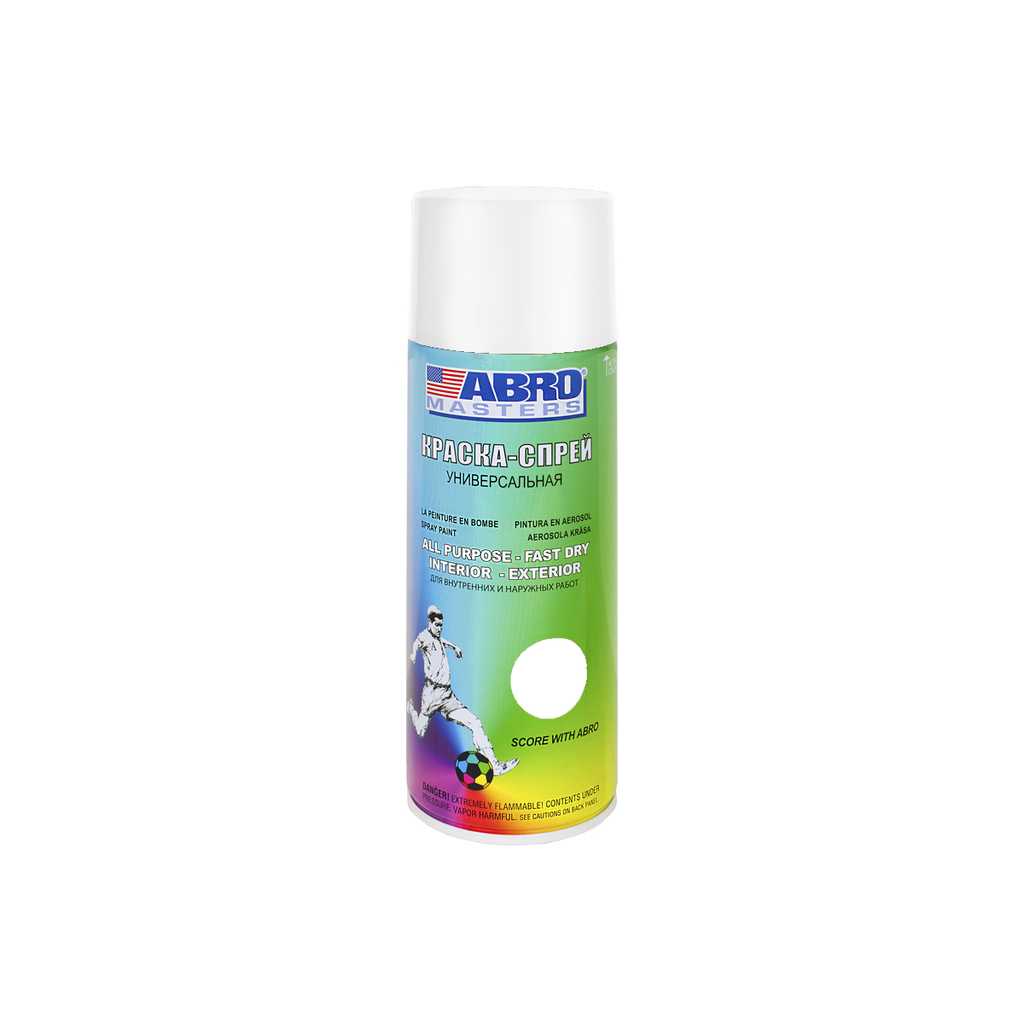 Аэрозольная краска ABRO INDUSTRIES INC Abro Masters белая блестящая, 400 мл SP-016-AM