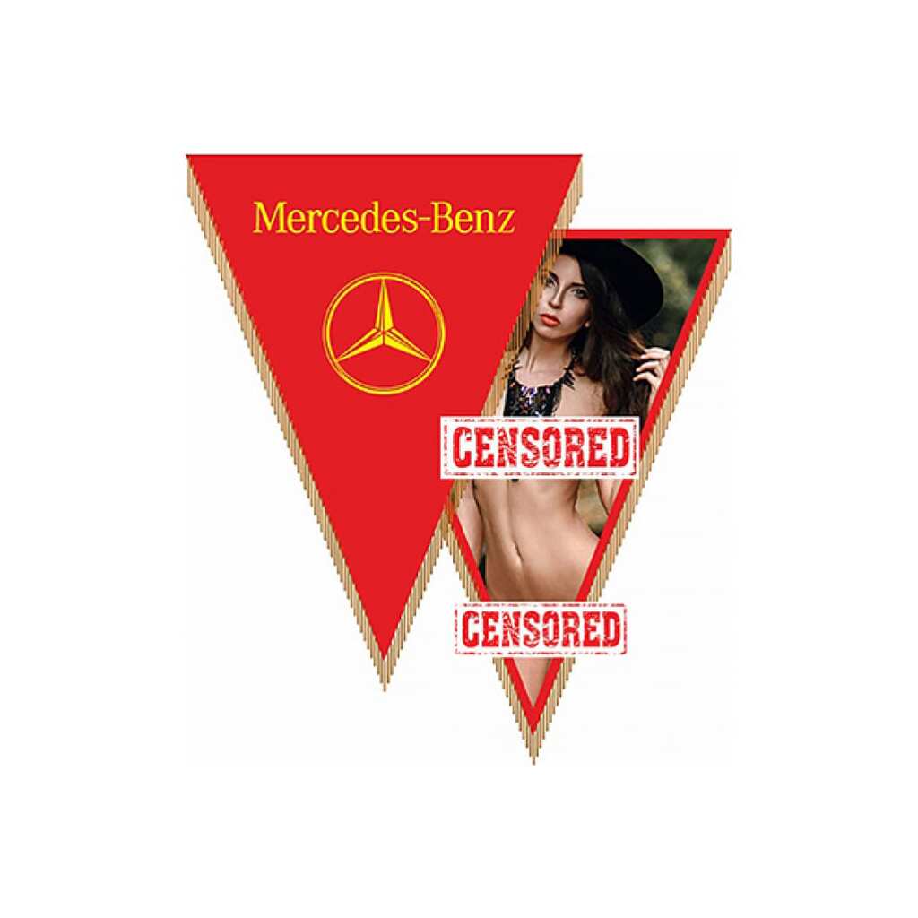 Треугольный вымпел Mersedes-Benz с девушкой фон красный SKYWAY S05101059