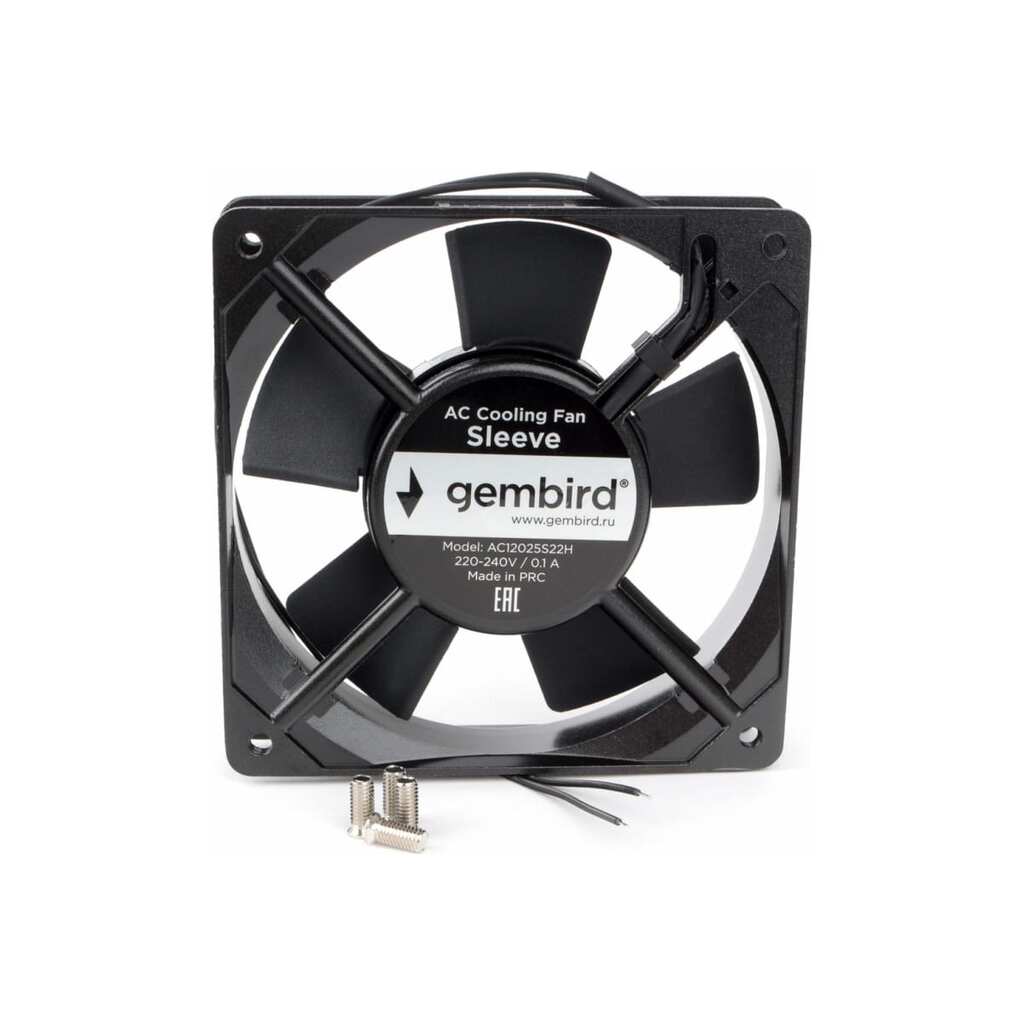 Вентилятор Gembird 120x120x25, AC, 220, втулка, 2 pin, провод 30 см, AC12025S22H