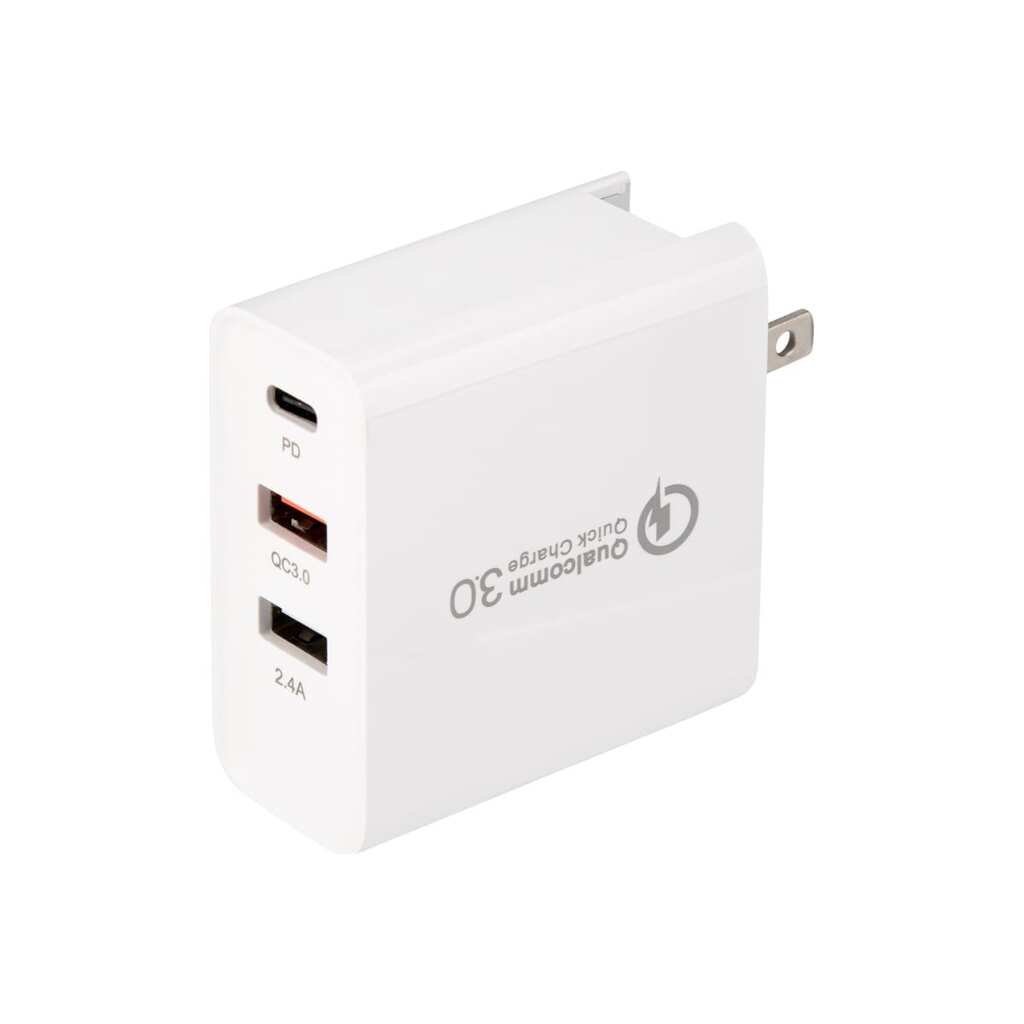 Сетевое зарядное устройство REXANT для iphone/ipad 2xusb+usb type-с, переходник + адаптер, 48w белое 18-2214