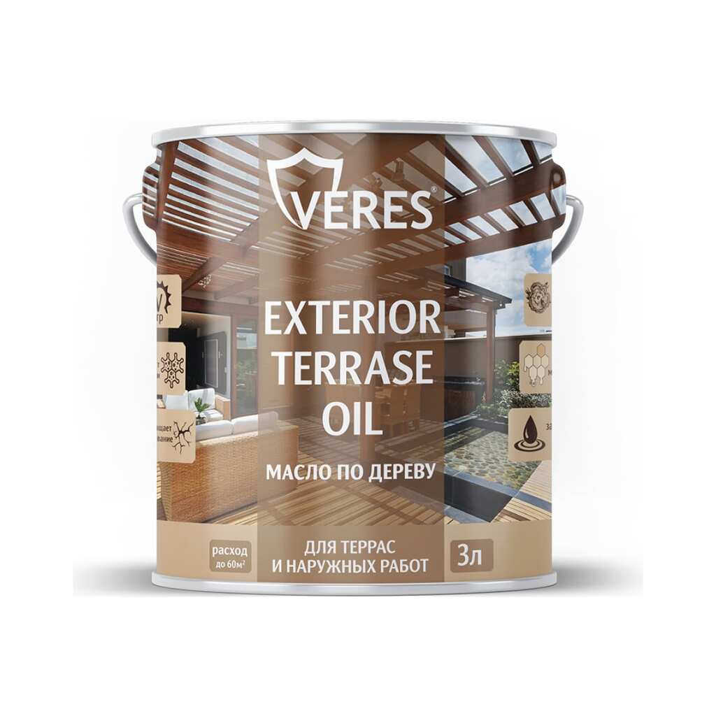 Масло для дерева VERES exterior terrase oil, 3 л, палисандр 255545