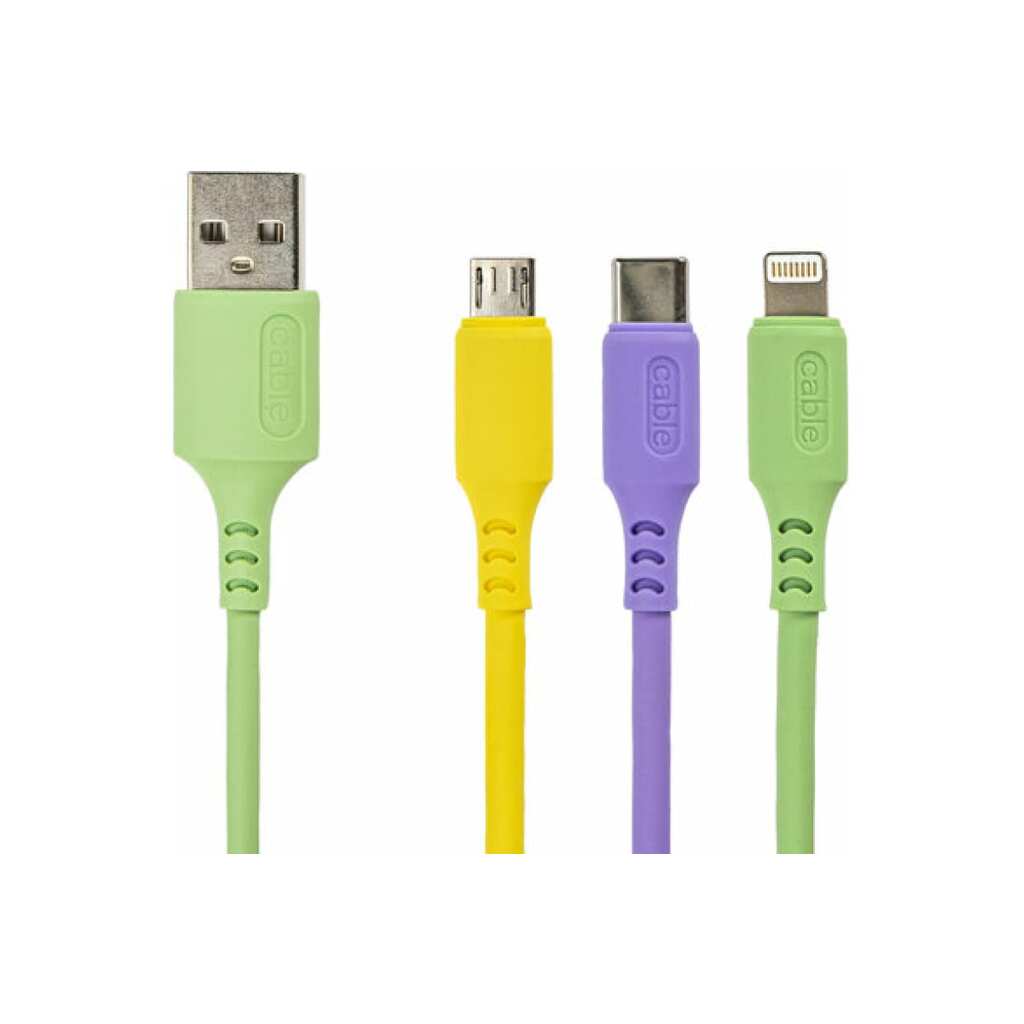 Кабель для зарядки SONNEN 3в1 USB 2.0-Micro USB/Type-C/Lightning, 1м, медь 513562