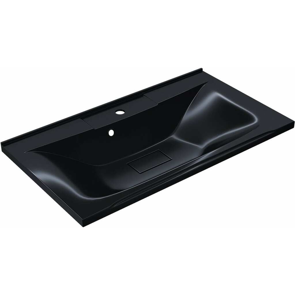 Полувстраиваемая раковина для ванной uperwood Elen, 80 см, с декоративной крышкой, черный металл 291120424