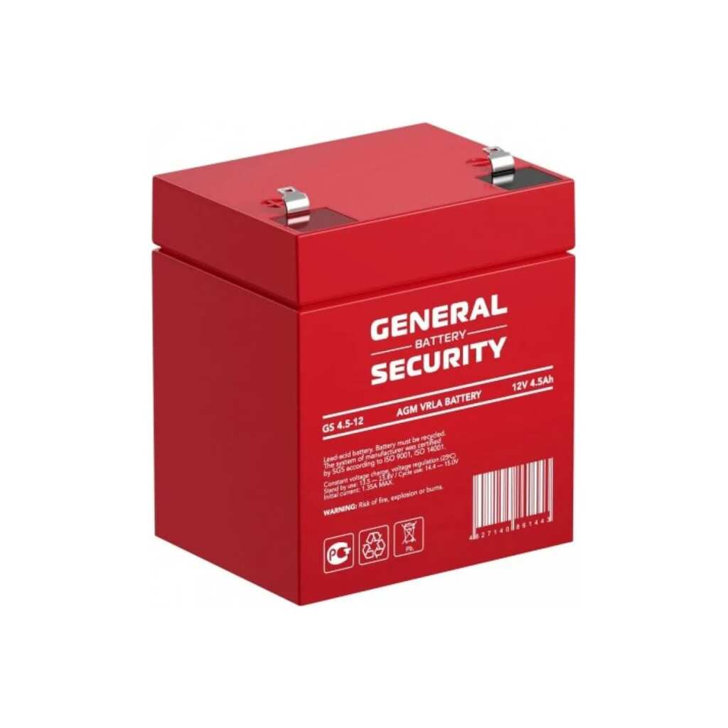 Аккумуляторная батарея GS4.5-12 12В, 4.5Ач General Security GS4.5-12 GENERAL SECURITY