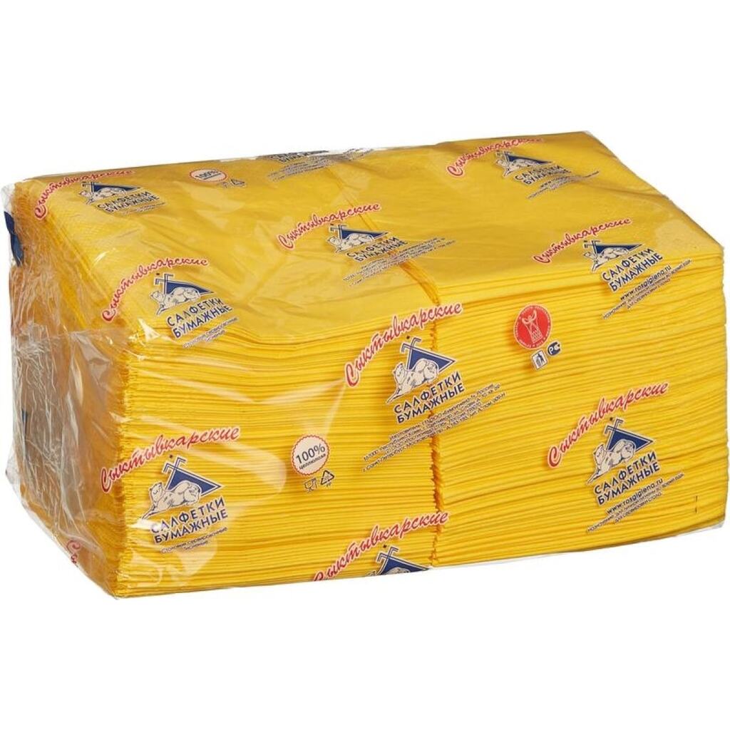 Салфетки ООО Комус Profi Pack 2 слоя, 24x24 см, желтые, 250 шт. 617627