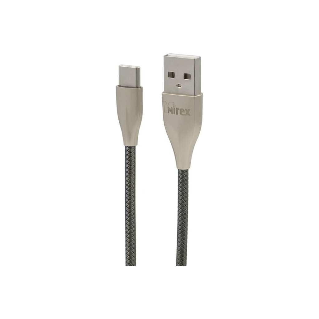 Кабель Mirex usb 2.0 am-type-c 1.2 метра, 2.4a, ПВХ, темно-серый металлик, 13700-BC017TGR