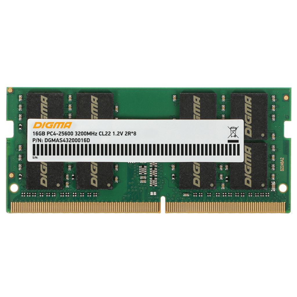 Модуль памяти Digma DDR4 SO-DIMM 3200Mhz PC4-25600 CL22 - 16Gb DGMAS43200016D 1835825