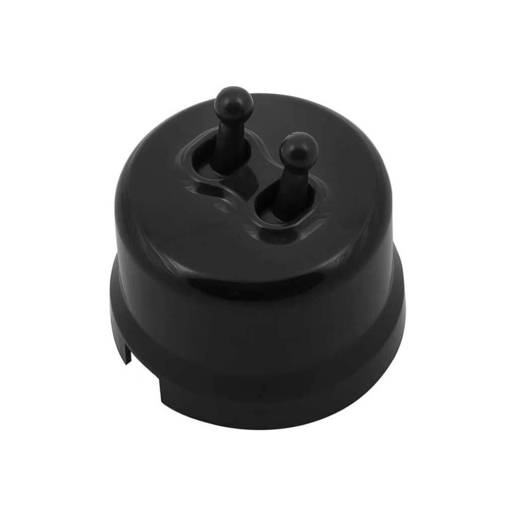 2-клавишный выключатель Bironi, пластик, цвет черный (тумблерный) B1-232-23