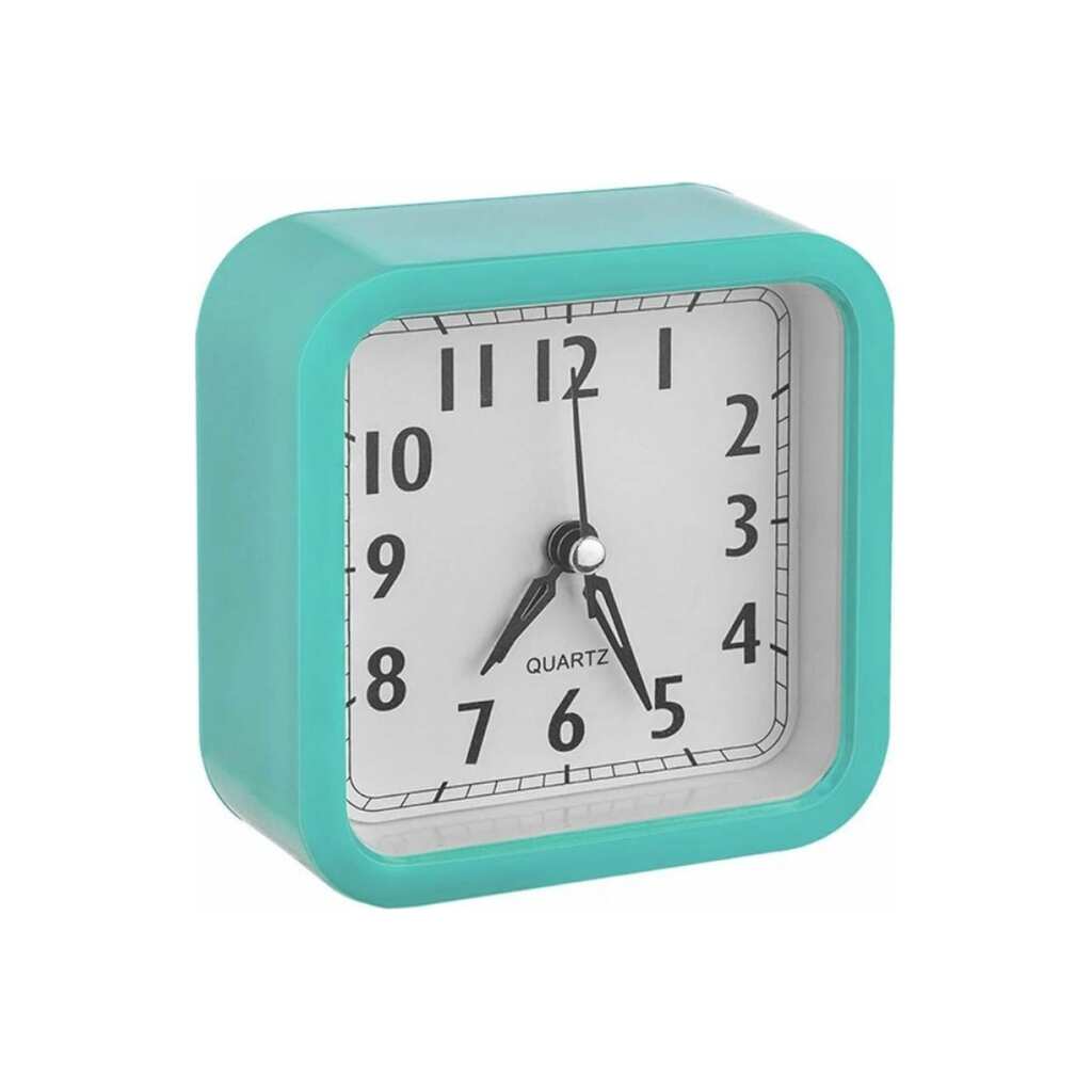 Часы-будильник PERFEO Quartz " PF-TC-019", квадратные 10x10 см, зелёные 30015251