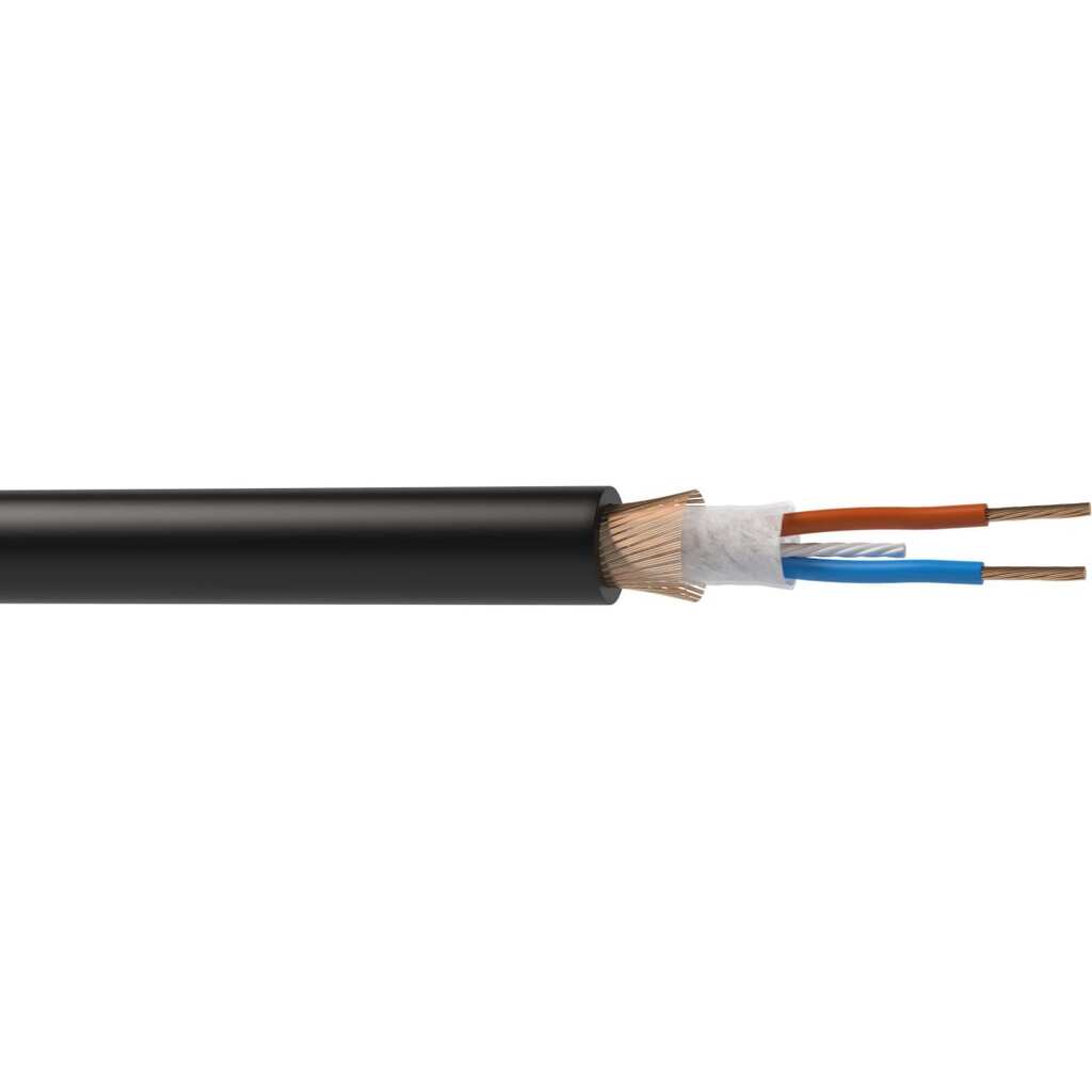 Цифровой кабель Wize WMX24100FP 100 м, 24 AWG DMX-AES, 0.23 мм2, диаметр 12мм, экран, медь, 20x0.12мм, черный, бухта 139516