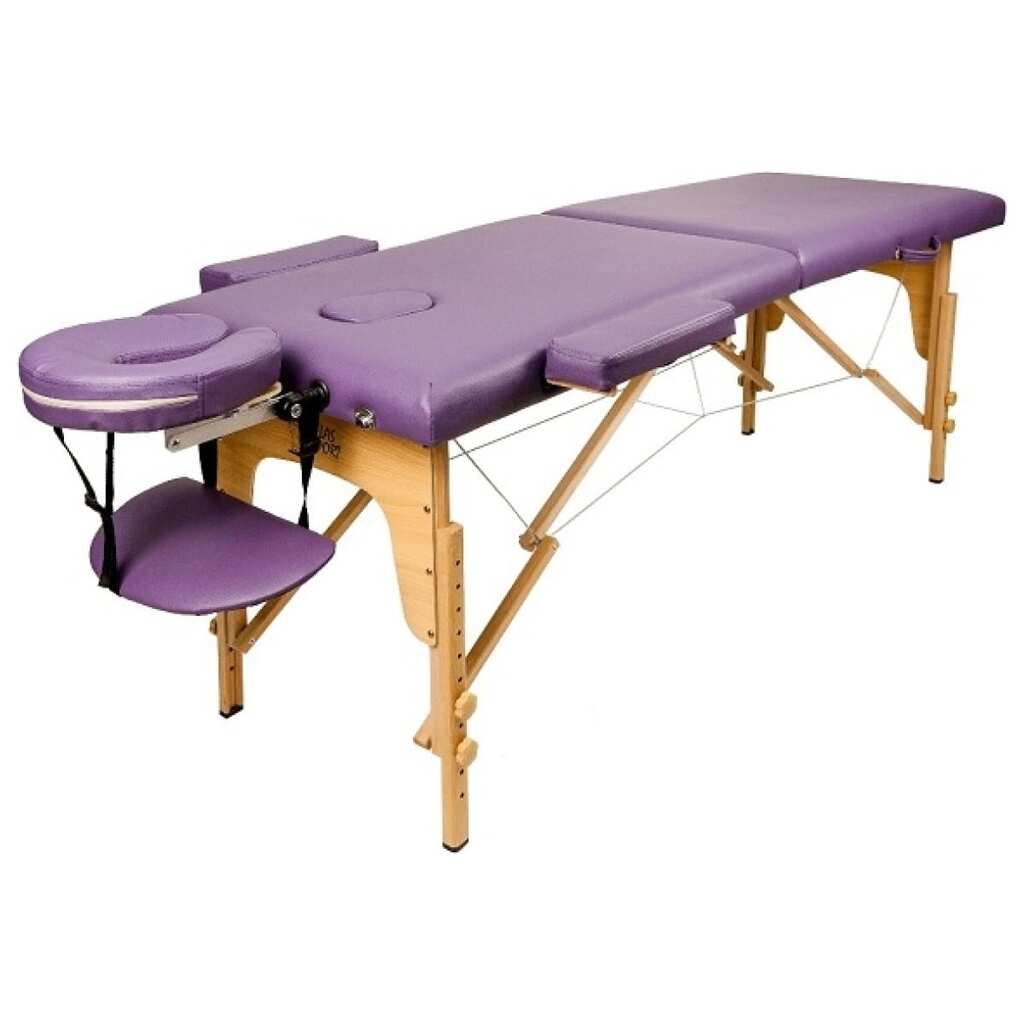 Массажный стол Atlas Sport складной 2-с деревянный 70 см, фиолетовый 2071000020426