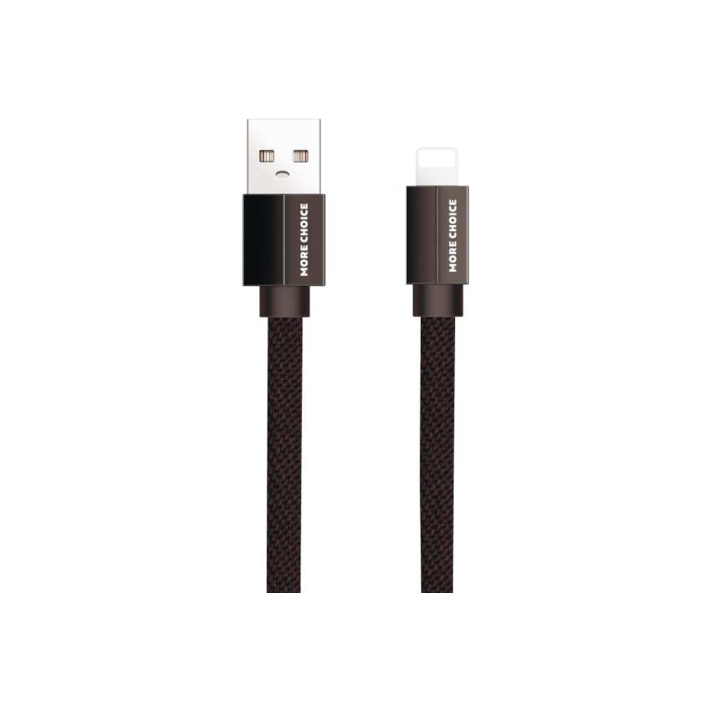 Дата-кабель More Choice USB 2.1A для Lightning 8-pin плоский нейлон 1м K20iw