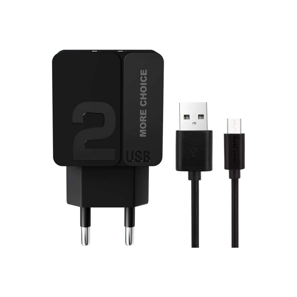 Сетевое зарядное устройство More Choice 2USB 2.4A для micro USB NC46mbb 1м