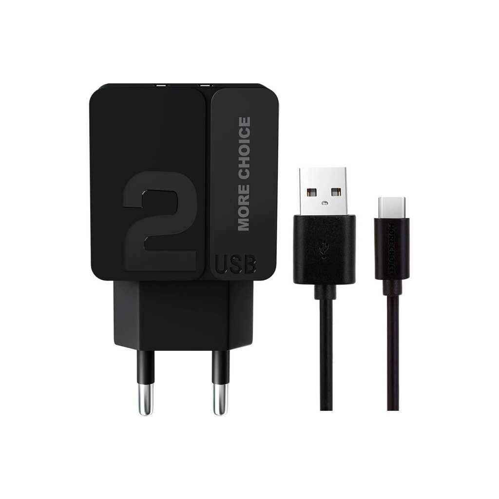 Сетевое зарядное устройство More Choice 2USB 2.4A для Type-C NC46abb 1м