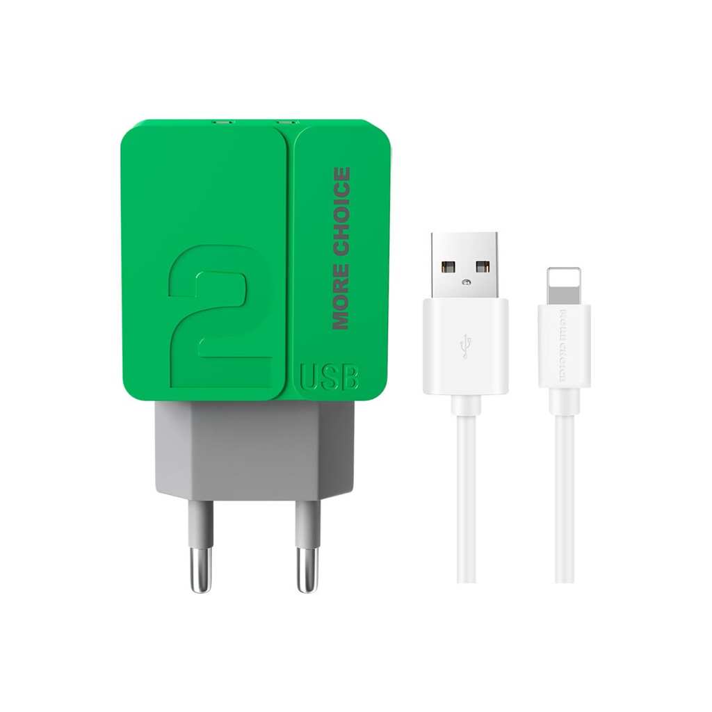 Сетевое зарядное устройство More Choice 2USB 2.4A для Lightning 8-pin NC46ig 1м