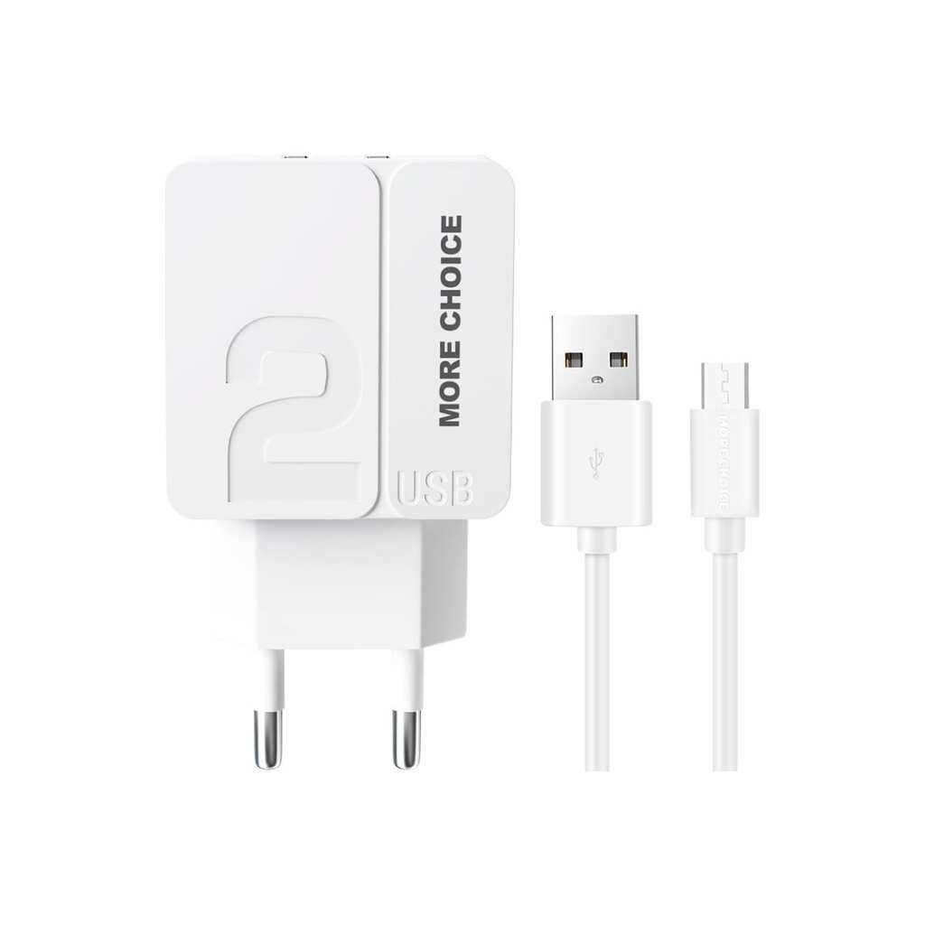 Сетевое зарядное устройство More Choice 2USB 2.4A для micro USB NC46mww 1м