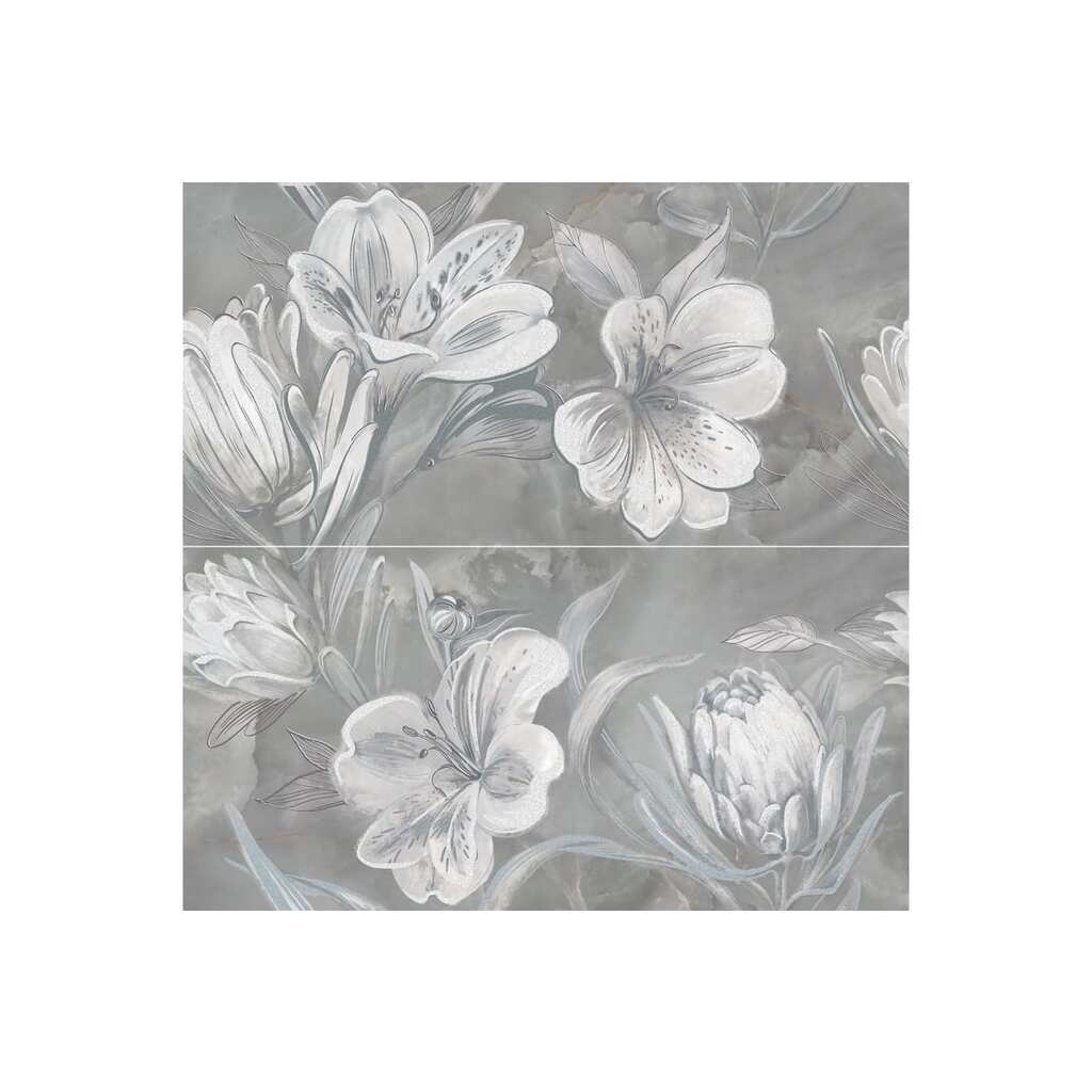 Панно Azori Ceramica opale grey flower, 63x63 см, комплект из 2 плиток 588912003