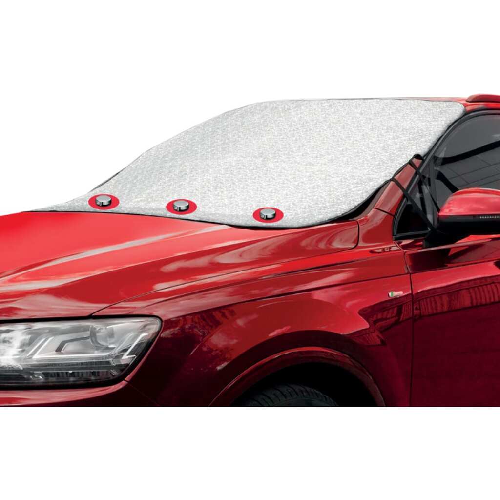 Всесезонный защитный чехол на лобовое стекло автомобиля 187x128 см, прочный трехслойный материал: фольгированный полиэтилен (PE), слой синтетического полимерного материала AUTOPROFI WPR100