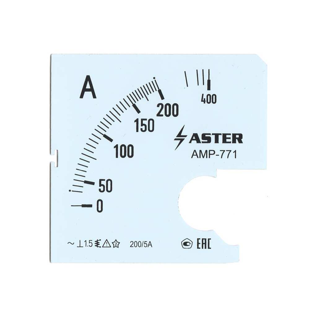 Шкала Aster к амперметру AMP-771 200/5 А SC771-200