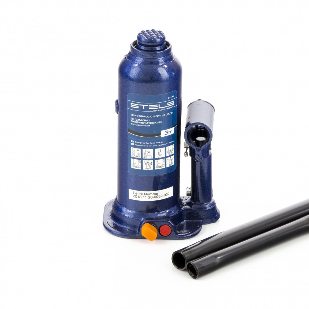 Гидравлический бутылочный домкрат, 4 т, h подъема 188–363 мм, в пластиковом кейсе STELS 51174