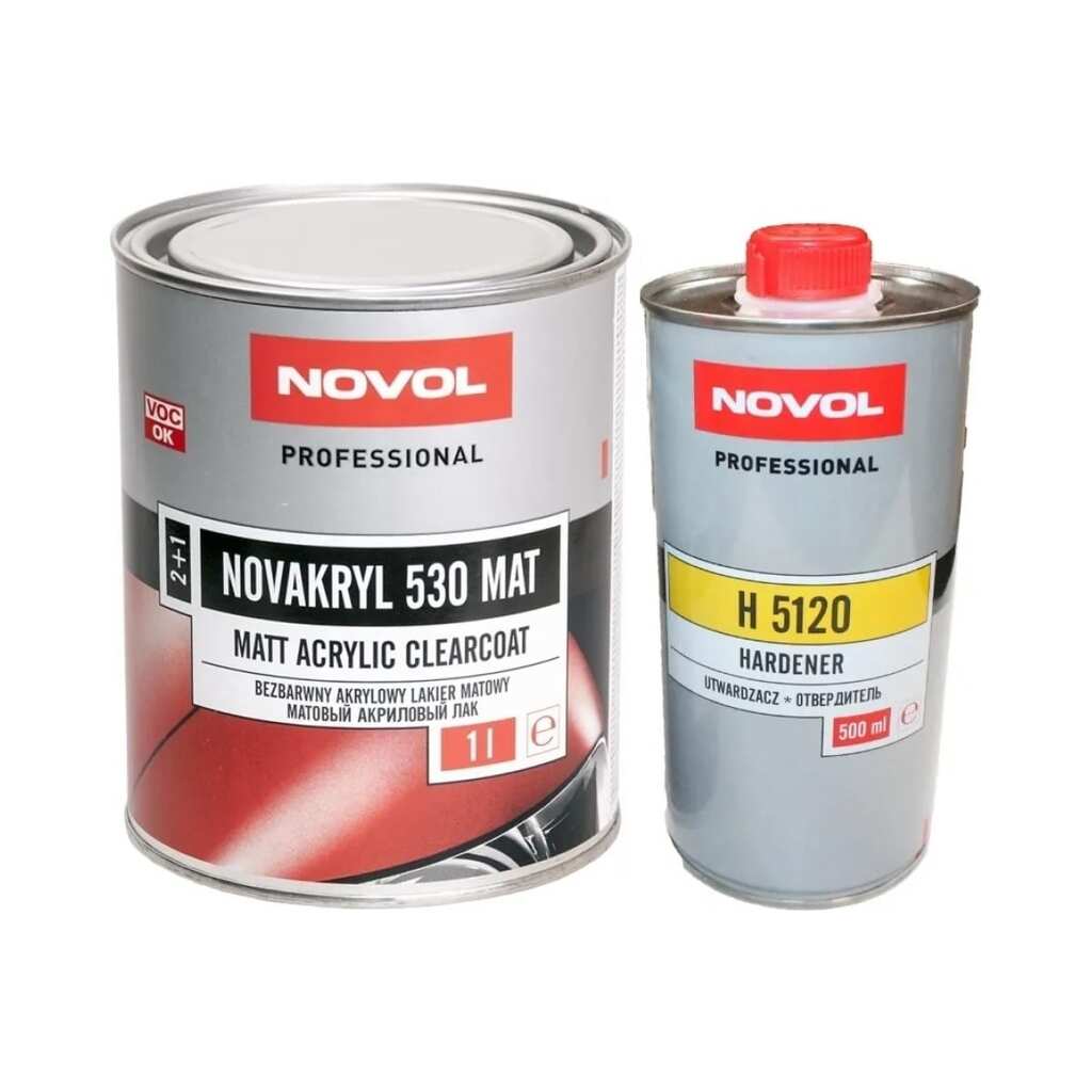 Лак NOVOL NOVAKRYL 530 MAT 2К акриловый, 2+1, банка 1л + отвердитель 0.5 л 38335