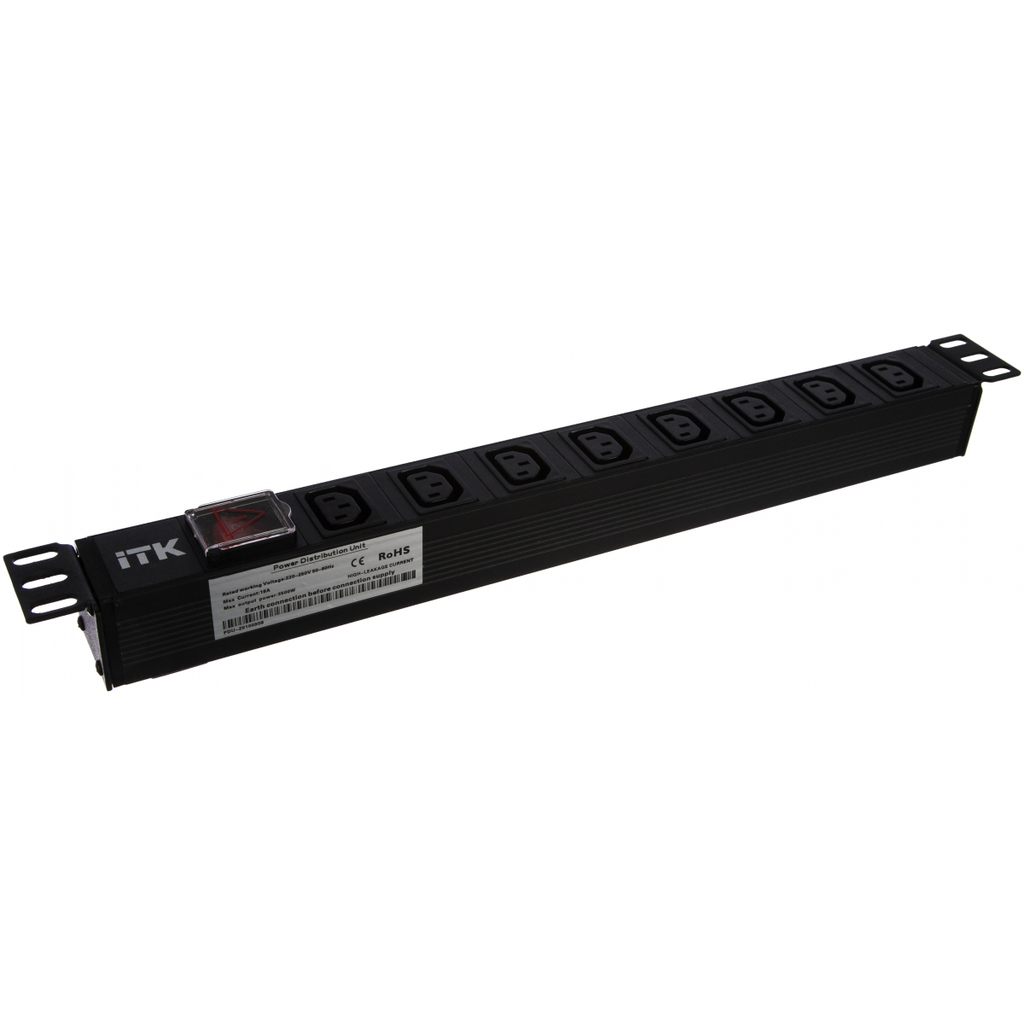 Блок розеток ITK 8 мест PDU 19 дюймов IEC320 C13 с LED выключателем PH12-8C133