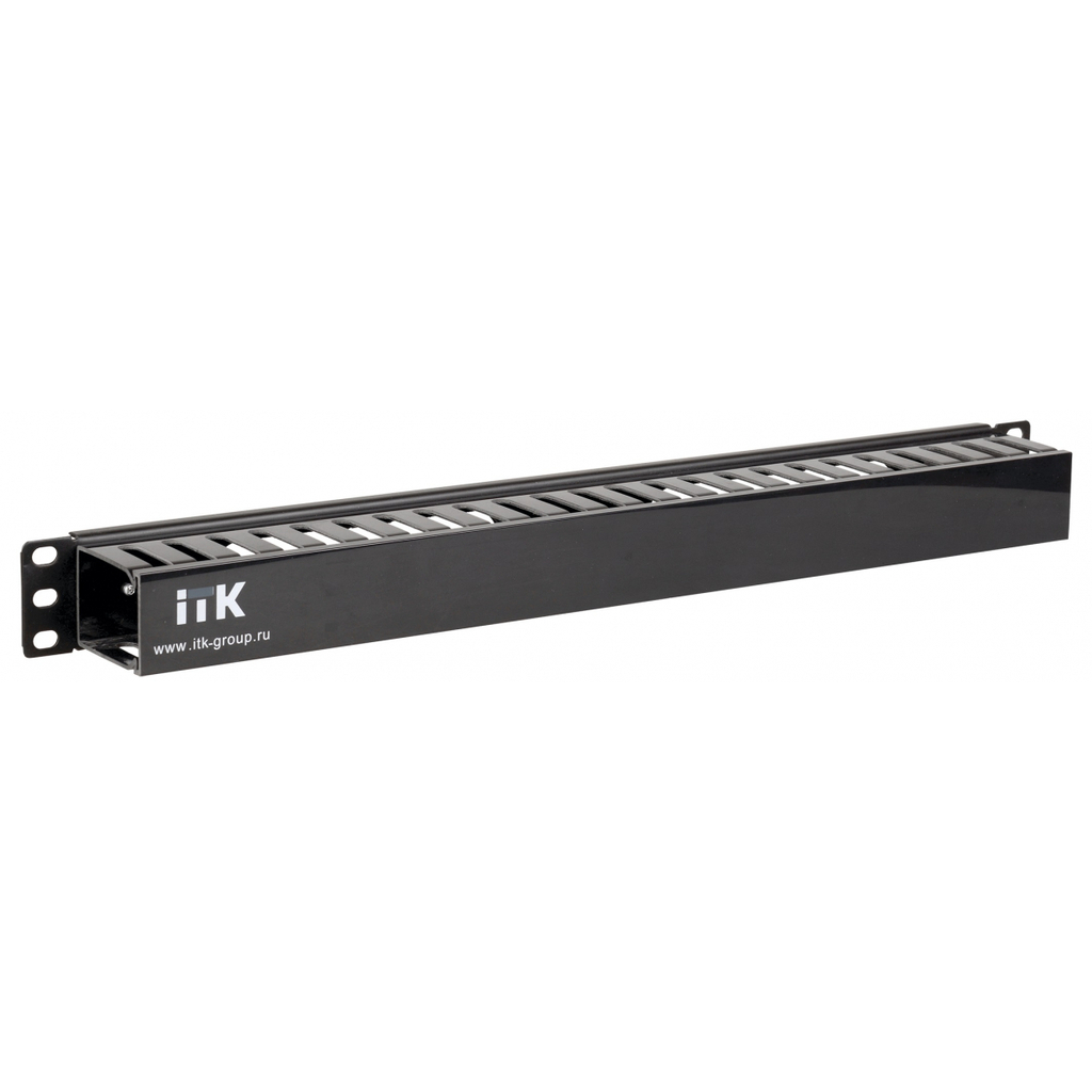 Кабельный органайзер ITK 19 дюйм 1U глубина 60мм с крышкой пластик черный CO05-1PC