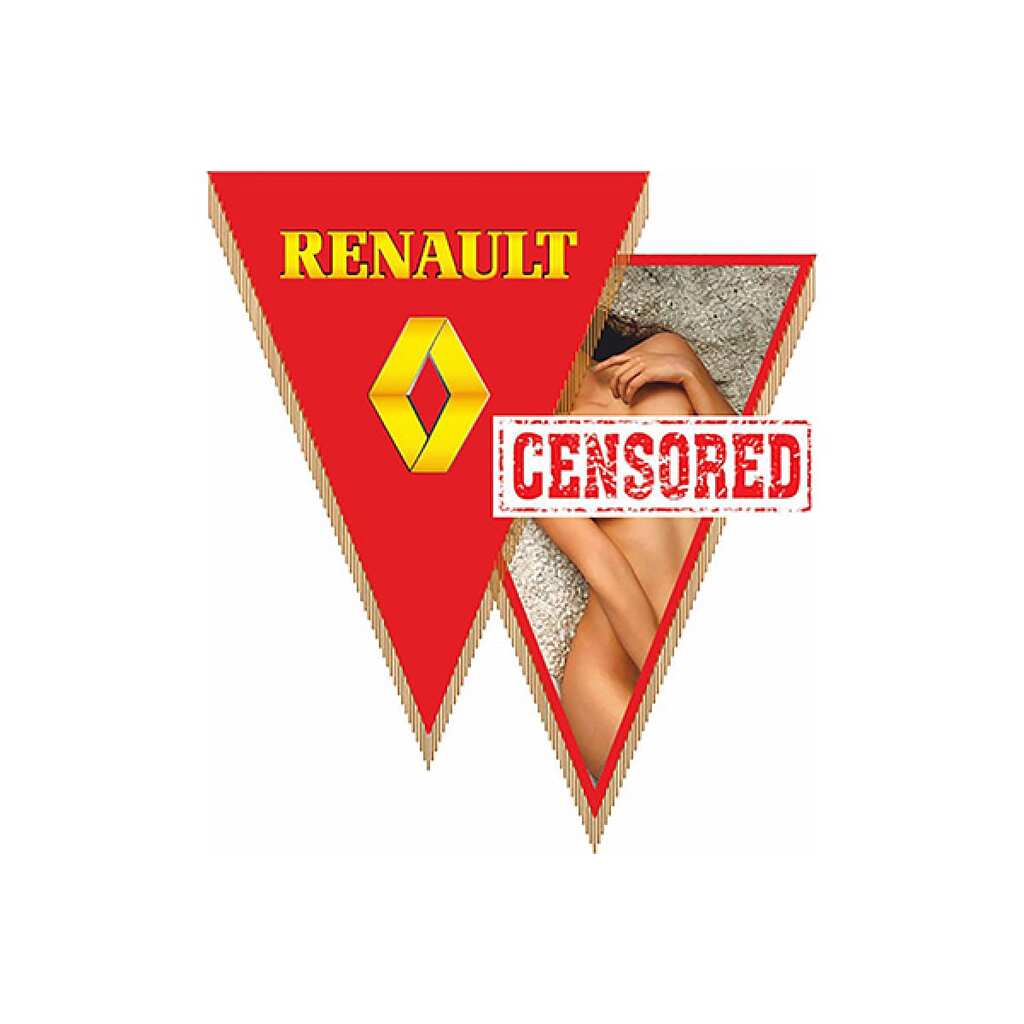 Треугольный вымпел RENAULT с девушкой фон красный буквы желтые SKYWAY S05101067