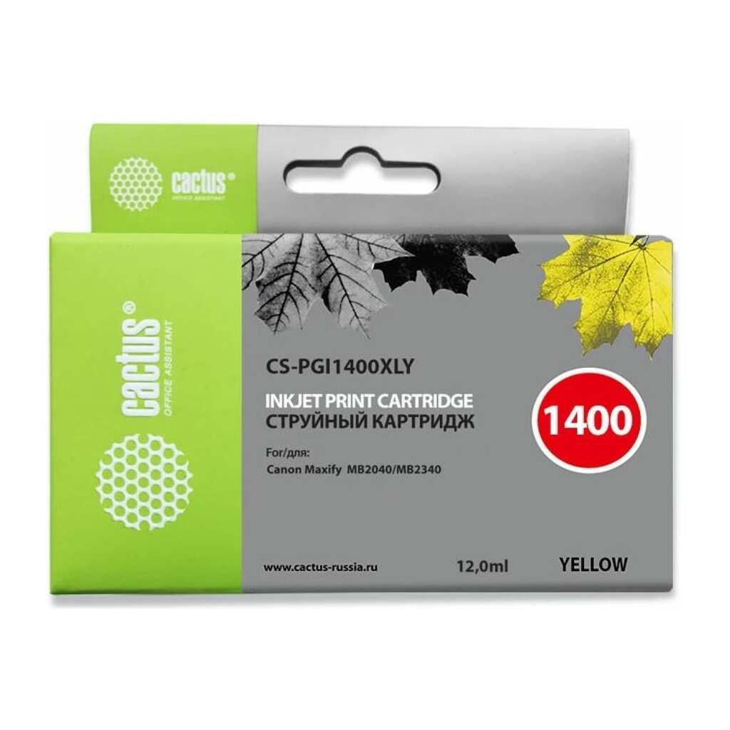 Картридж струйный CS-PGI1400XLY PGI-1400 желтый (12мл) для Canon MB2050/MB2350/MB2040/MB2340 Cactus 338937