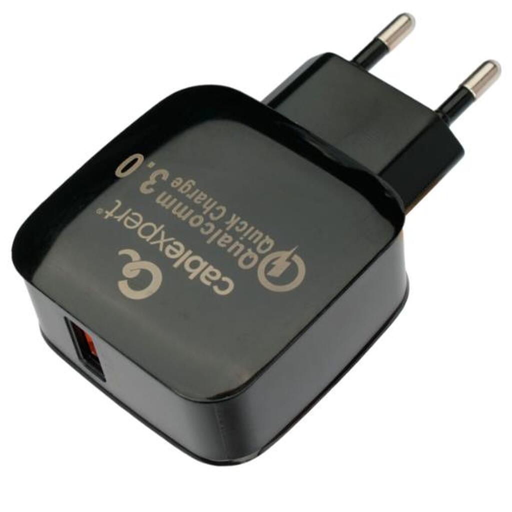 Универсальный адаптер питания Cablexpert (21073) MP3A-PC-41 QC3.0, 1 порт USB, черный