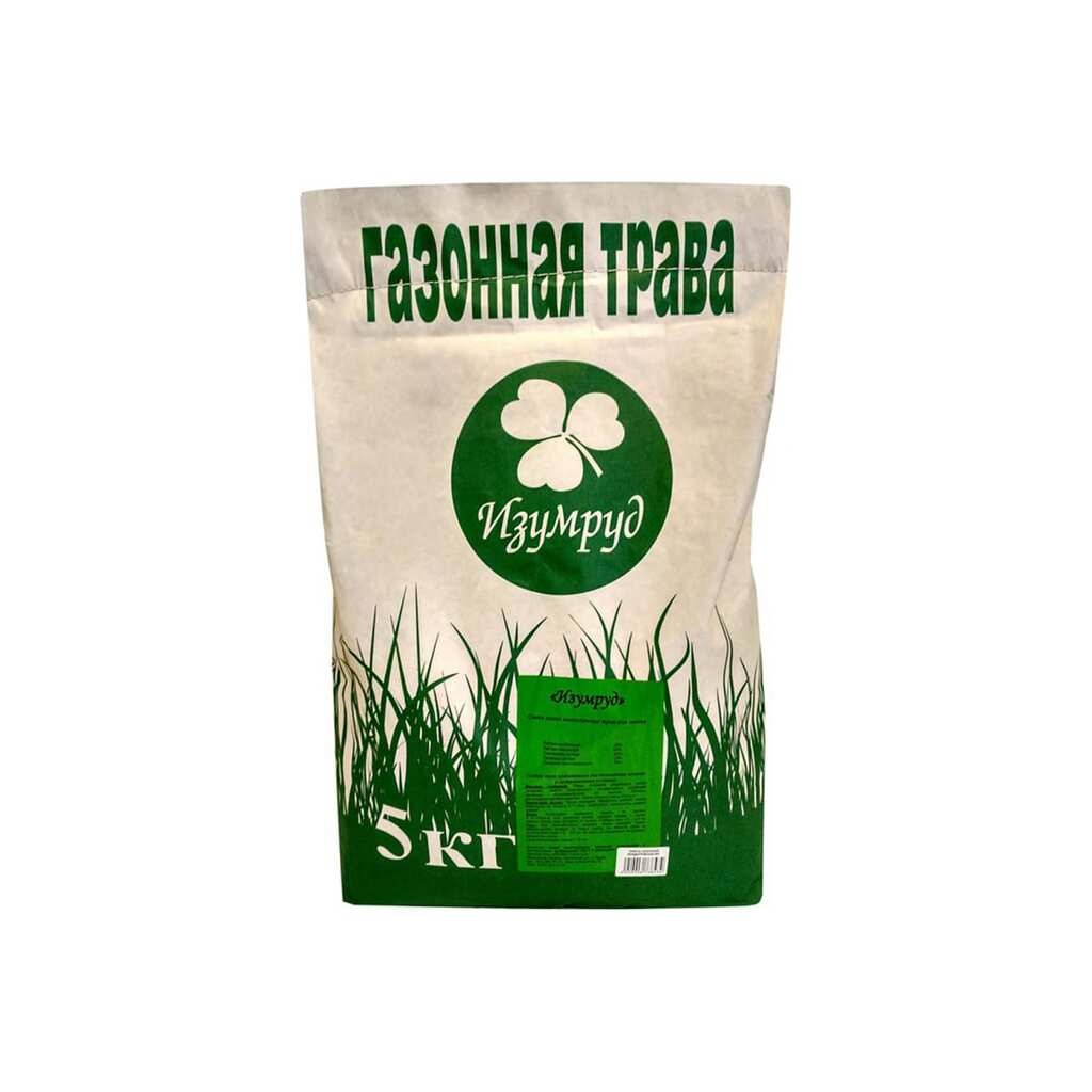 Семена газона Изумруд Садово-парковая смесь трав, 5 кг 2450006738373