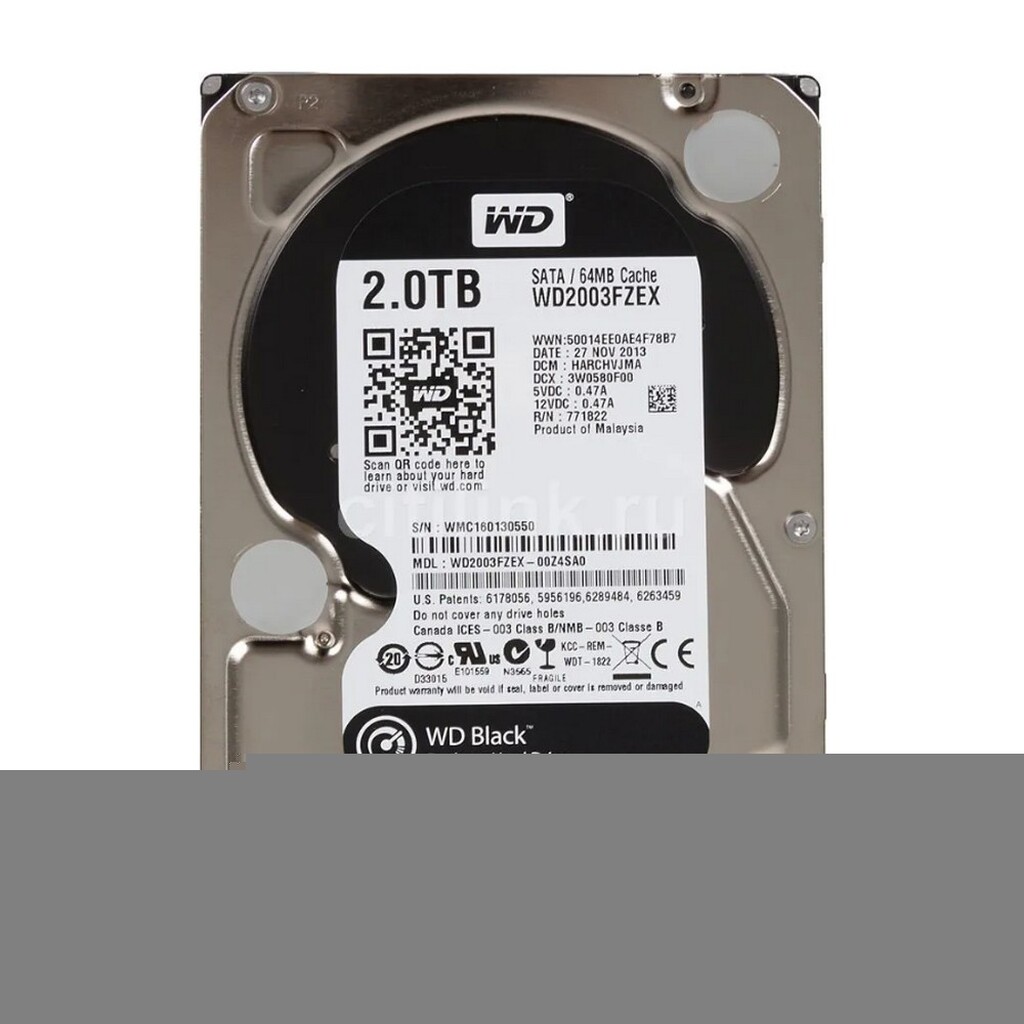 Жесткий диск WD SATA-III 2Tb Black (7200rpm) 64Mb 3.5" (WD2003FZEX)